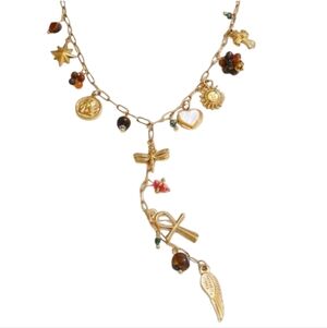 Free People Lariat Y Charm Necklace Gold Plated | NWOT